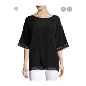 St john Lace-Trim Half-Sleeve Top